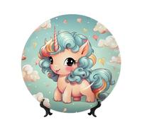 WLKSNBVD Piatto decorativo in porcellana Bone China da 20,3 cm, con simpatico unicorno arcobaleno, piatti in ceramica con espositore, ornamenti in ceramica per casa, ufficio, decorazione da parete