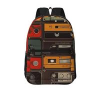 WLKSNBVD Un bellissimo coniglio bianco Zaino da viaggio per gli uomini e le donne 17 pollici Zaino del computer portatile impermeabile lavoro Back Pack, Nastro Vintage, Taglia unica, Zaini da viaggio