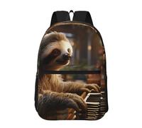 WLKSNBVD Un bellissimo coniglio bianco Zaino da viaggio per gli uomini e le donne 17 pollici Zaino del computer portatile impermeabile lavoro Back Pack, Cartone animato bradipo che gioc, taglia unica