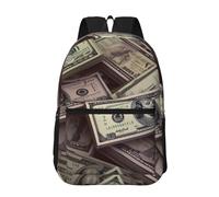 WLKSNBVD Zaino da viaggio con fiori alla moda per uomini e donne 17 pollici zaino per laptop impermeabile zaino da lavoro, Un mucchio di banconote da cento dollari, taglia unica