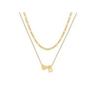 WLL Collana con ciondolo a forma di cuore da donna, con piccola lettera a strati in oro dalla A alla Z, delicata catena ro in acciaio inox, regalo di compleanno per donne, 8mm, Metallo, Nessuna