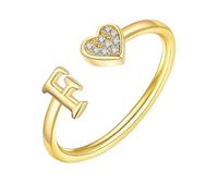 WLLDDDIU Anelli Aperti in Argento Sterling 925 per Donne e Ragazze, Regolabili, con iniziale A Forma di Cuore, Impilabili, con Lettera Az, Cerchietto per dito, eternità, Promessa di Matrimonio, Fas