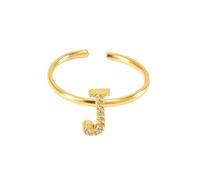 WLLDDDIU Anelli Aperti Regolabili con iniziali in Argento Sterling 925 da Donna, Anelli con Alfabeto Placcati in Oro 14K con Zirconi Cubici, Anelli Dell'eternità con Lettere Az Impilabili, Regali d