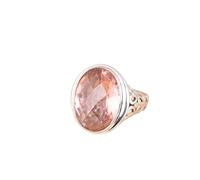 WLLDDDIU Anelli D'Argento,Anelli Aperti Regolabili in Argento Sterling 925 da Donna, con Zirconi Cubici Rosa Ovali intarsiati, Fascia Solitaria, Alla Moda, A Forma di Cerchietto, Regalo per Fidanzat