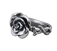 WLLDDDIU Anelli d'Argento,Anelli in Argento Sterling 925 Anelli Regolabili con Fiore di Rosa Anelli di Promessa Regolabili Vecchio Stile retrò Ragazze Donna Regali per Anelli Eternity