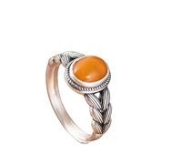 WLLDDDIU Anelli D'Argento,Anello Aperto Regolabile in Argento Sterling 925 per Donna, elegante Anello Ovale in Cera D'Api intarsiato A Forma di Spiga di Grano, per Matrimonio, Promessa di eternità,