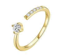 WLLDDDIU Anelli D'Argento,Semplice Cinturino in Argento Sterling 925 con Zirconi Trasparenti per Donne. dichiarazione Impilabile con Anelli Dorati Aperti. Gioielli con Ciondoli. Regalo per Il Matrim