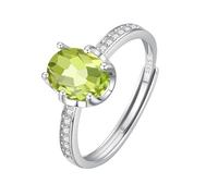 WLLDDDIU Anelli di Fidanzamento in Argento con Pietra Preziosa Naturale Taglio Ovale, Ametista/Citrino/Topazio/peridoto/Rubino, Anello di Promessa Solitario, Fede Nuziale per Anniversario con diaman