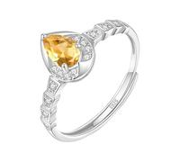 WLLDDDIU Anelli di Fidanzamento in Argento con Pietre Preziose Naturali Taglio A pera per Donna, Anello di Promessa Solitario A Goccia, Anello di Anniversario con Zirconi Cubici e diamanti Simulati