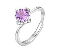 WLLDDDIU Anelli di Promessa in Argento Sterling 925 da 5 Mm/6 Mm con Pietra Preziosa Naturale Taglio Brillante Rotondo, Anelli di Fidanzamento per Donna, Fascia Regolabile con Pietra Portafortuna pe