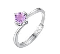 WLLDDDIU Anelli di Promessa in Argento Sterling 925 da 5 Mm/6 Mm con Pietra Preziosa Naturale Taglio Brillante Rotondo, Anelli di Fidanzamento per Donna, Fascia Regolabile con Pietra Portafortuna pe