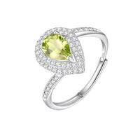 WLLDDDIU Anelli in Argento con Pietra Portafortuna per Donna, Taglio A pera, Solitario con Pietra Preziosa Naturale, Anello con Alone, Anello con Promessa, Fascia A Goccia, infinito, Regolabile, Ann