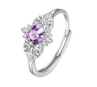 WLLDDDIU Anelli in Argento Sterling 925, Taglio Brillante Rotondo, Pietra Preziosa Naturale, Solitario, Anello di Fidanzamento per Donna, Vintage, Volute, Zirconi Cubici, diamante Simulato, Fede Nuz