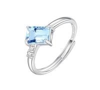 WLLDDDIU Anelli in Argento Sterling con Taglio A Cuscino e Pietre Preziose Naturali per Donna, Anello di Fidanzamento Solitario Regolabile, Anello di Promessa di Matrimonio con diamante Simulato per