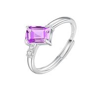 WLLDDDIU Anelli in Argento Sterling con Taglio A Cuscino e Pietre Preziose Naturali per Donna, Anello di Fidanzamento Solitario Regolabile, Anello di Promessa di Matrimonio con diamante Simulato per