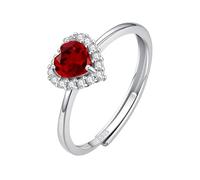 WLLDDDIU Anello A Forma di Cuore in Argento Sterling 925 per Donna, con Pietra Portafortuna in Argento, Regolabile, Solitario, con Alone, Anello di Promessa per Anniversario, Zirconi Cubici, diamant