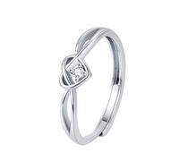 WLLDDDIU Anello A Nodo A Cuore in Argento Sterling 925 per Donna, Regolabile, con Fascia Aperta, Delicato Motivo A Torsione e Zirconi Cubici, Anello infinito D'Amore, Regalo Premuroso per Mamma, Mog
