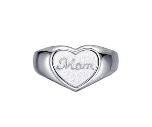 WLLDDDIU Anello A Sigillo A Forma di Cuore Mom in Argento Sterling 925, Regolabile e Impilabile, Ideale Come Anello per Pollice. Un Regalo Premuroso per La Mamma da Parte di Figlia O Figlio. Un Gi