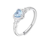WLLDDDIU Anello con Pietra Portafortuna A Forma di Cuore, in Argento Sterling 925, Solitario, Anello di Fidanzamento per Donna, Fascia infinita Regolabile, Anello Dell'eternità per Lei, Topazio