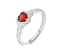 WLLDDDIU Anello con Pietra Portafortuna A Forma di Cuore, in Argento Sterling 925, Solitario, Anello di Fidanzamento per Donna, Fascia infinita Regolabile, Anello per Promessa di Anniversario, Anell