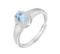 WLLDDDIU Anello con Pietra Preziosa Naturale Taglio Ovale per Donna, Anello di Fidanzamento con Alone Solitario in Argento, Fede Nuziale Spazzolata Vintage, Fede Nuziale Regolabile con Promessa di e