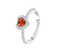 WLLDDDIU Anello da Donna con Pietra Preziosa Naturale Taglio A Cuore, Fascia Regolabile in Argento Sterling 925, con Pavé di Zirconi Cubici, Anello di Fidanzamento, Gioiello Regalo per Anniversario