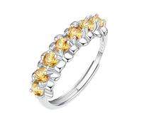 WLLDDDIU Anello Dell'eternità Impilabile con Pietra Preziosa Naturale Taglio Rotondo per Donna, Anello con Pietra Portafortuna in Argento Sterling 925, Regolabile, Promessa di Matrimonio, Banda pe