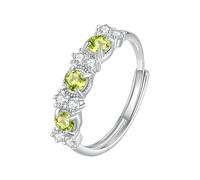 WLLDDDIU Anello Dell'eternità in Argento con Pietra Preziosa Naturale Taglio Brillante Rotondo per Donna, Anello con Pietra Portafortuna in Zirconia Cubica e diamante Simulato, Banda Regolabile pe