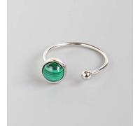 WLLDDDIU Anello di Malachite Verde Naturale Anello di Cristallo Rotondo A Due Sfere Anello di Pietra Aperto da Donna Regolabile Anelli di Equilibrio Reiki alla Caviglia Anelli Anello di Eternità per