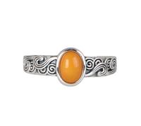 WLLDDDIU Anello in Argento 925 da Donna,Anelli Aperti Regolabili in Argento Sterling 925 da Donna, Stile Retrò, con increspature Dell'Acqua, A Forma di Uovo, in Cera D'Api, per Cene, Feste, Matrimo