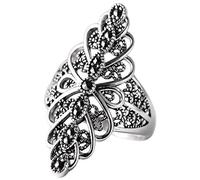 WLLDDDIU Anello in Argento 925 da Donna,Anelli in Argento Sterling 925 Anelli Regolabili in Pizzo Rombo Antico retrò Openwork Regolabile Anelli di Promessa Regali per Uomini Ragazze Donna Anel