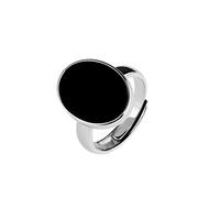 WLLDDDIU Anello In Argento 925 Da Donna,Anello Tondo Regolabile Per Donna Ovale Nero Onice Argento Sterling 925 Anelli A Nocche Piatte In Pietra Naturale Matrimonio Gioielli Eterni Regali Per R