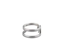 WLLDDDIU Anello in Argento Sterling 925,Anelli Aperti Semplici da Donna in Argento Sterling 925, Semplici Anelli A Doppio Cerchio, Fascia Larga Regolabile, Fatti A Mano, Gioielli per Matrimonio, Pro
