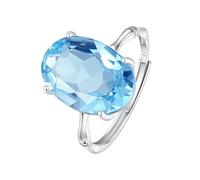 WLLDDDIU Anello in Argento Sterling 925 con Pietra Preziosa Naturale Taglio Ovale Grande, Ametista/Citrino/Topazio/Cristallo Bianco, per Donna, con Pietra Portafortuna, Solitario, Anelli di Fidanzam