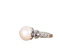 WLLDDDIU Anello Regolabile,Anelli Aperti Regolabili da Donna in Argento Sterling 925, eleganti Fiori intarsiati con perle D'Acqua Dolce, Gioielli A Fascia per Matrimonio, Fidanzamento, Anniversario,