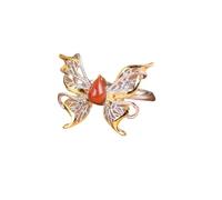 WLLDDDIU Anello Regolabile,Anelli da Donna in Argento Sterling 925 con Farfalla, Regolabili, eleganti, Placcati in Oro, con Agata intarsiata, Fascia Aperta, A Forma di insetto, Cerchietto, Regalo pe