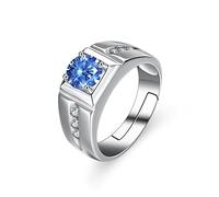 WLLDDDIU Anello Regolabile,Anelli In Argento Sterling 925 Anelli Regolabili Blu Con Zirconi Colorati Semplice Anello Da Uomo Grosso Anelli Da Abito Punk Anello Di Fidanzamento Regali Per Uomo A