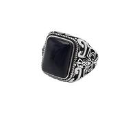 WLLDDDIU Anello Regolabile,Anelli In Argento Sterling 925 Nero Onice Anelli Regolabili Gotici Collezione Intagliati A Mano Anelli In Argento Sterling Regolabili Anello Di Fidanzamento Anello Da