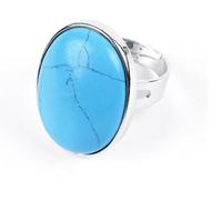 WLLDDDIU Anello Turchese Naturale Anello Grande Ovale di Cristallo Anelli di Pietra Aperti da Donna Regolabili Equilibrio Reiki Anelli per Dito alla Caviglia Anello di Eternità per Donna Ragazza Uomo