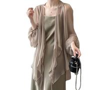 WLLDDDIU Bolero Donna Elegante,Cardigan Kimono da Donna Lungo in Chiffon Copricostume da Bagno Costumi da Bagno Bohémien Bikini Trasparente Scialle Top Camicetta Kimono Leggera Avvolgente Spolverin