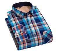 WLLDDDIU Camicia A Quadri Foderata in Pile da Uomo Camicia A Maniche Lunghe di Flanella A Quadri per l'inverno Camicia Casual con Bottoni e Tasca sul Petto Capiglienza Esterna Calda e Spessa per UOM