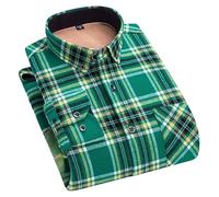 WLLDDDIU Camicia A Quadri Foderato in Pile da Uomo Camicia A Maniche Lunghe di Flanella A Quadri per l'inverno Camicia Casual con Bottoni e Tasca sul Petto Capiglienza Esterna Calda e Spessa per UOM