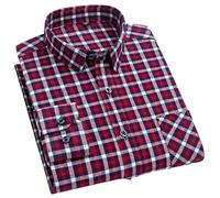 WLLDDDIU Camicia Elegante da Uomo A Quadretti Flanella A Maniche Lunghe Senza Ferro Camicia A Bottoni da Taglio Regolare Camicia da Lavoro Business Casual con Tasca sul Petto per L'Uso Quotidiano in