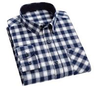 WLLDDDIU Camicia Elegante da Uomo A Quadri Flanella A Maniche Lunghe Senza Ferro Camicia A Bottoni con Calzature Regolari Camicia da Lavoro Business Casual con Tasca Petto per L'Uso Quotidiano in Uf