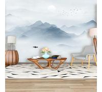 WLLDDDIU Carta da Parati Autoadesiva, Carta da Parati in Stile Cinese A inchiostro per Paesaggi, Murale di Uccelli di Montagna Nebbiosi, Decorazione Tradizionale per Pareti di Studio in Soggiorno, S