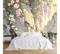 WLLDDDIU Carta da Parati Floreale Glicine, Carta da Parati Panoramica 3D personalizzata Autoadesiva, Murale Autoadesivo Impermeabile e Colorata in Fiore di Ciliegio in Fiore di Ciliegio, Vinile per