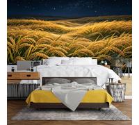 WLLDDDIU Carta da Parati Golden Wheat Field, Carta da Parati Panoramica 3D personalizzata Autoadesiva Murale Adesiva Impermeable Cielo Stellato Risaio Vinile per Camera da Letto Soggiorno Ufficio Co
