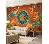WLLDDDIU Carta da Parati Phoenix Lotus Peel And Stick, Murale da Parete Autoadesivo Floreale Arancione Bohemien, Arte Murale in Vinile Impermeabile Rimovibile per Camera da Letto Del Soggiorno 300