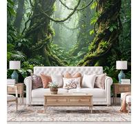 WLLDDDIU Carta da Parati Verde Nella Foresta Tropicale, Parati Panoramica 3D personalizzata Autoadesiva, Murale Adesivo Adesivo Impermeabile, Verde Naturale, involucro Vinile per Soggiorno, Camera d