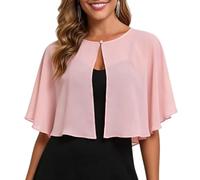 WLLDDDIU Coprispalle Elegante da Donna in Chiffon Trasparente, A Maniche Corte, con Apertura Frontale, per Damigelle d'Onore, Ospiti di Nozze, Serate, Taglia Unica, Rosa S
